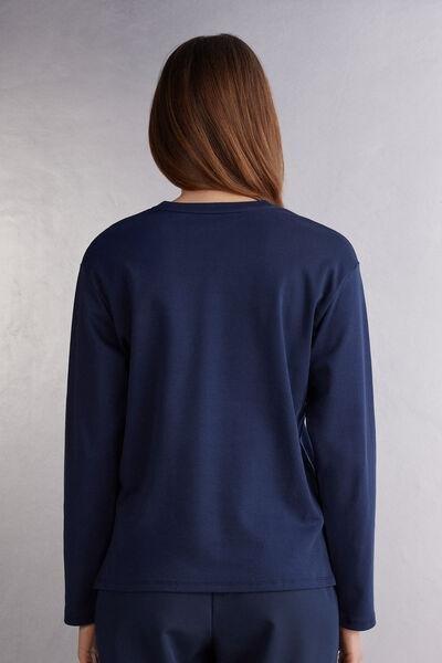 INTENSE BLUE Long-Sleeved Cotton Top, , large image number 3