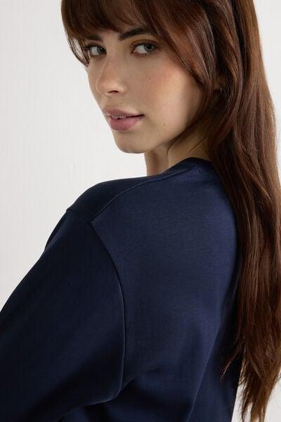 Navy Long-Sleeved Cotton Top, Intense Blue, large image number 5