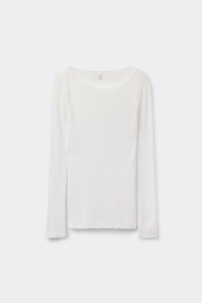 White Long-Sleeved Cashmere Blouse, , large image number 2