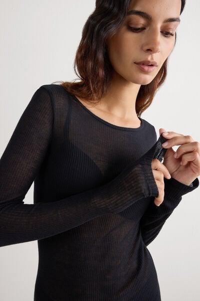 Black Long-Sleeved Blouse, Black, large image number 5