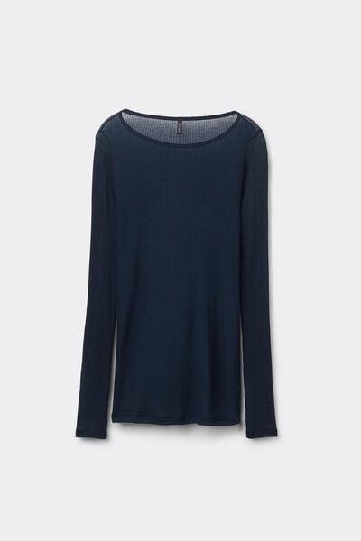 Navy Long-Sleeved Cashmere Blouse, Intense Blue, large image number 3
