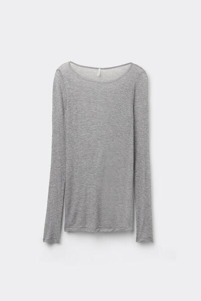 Grey Long-Sleeved Cashmere Blouse, , large image number 1