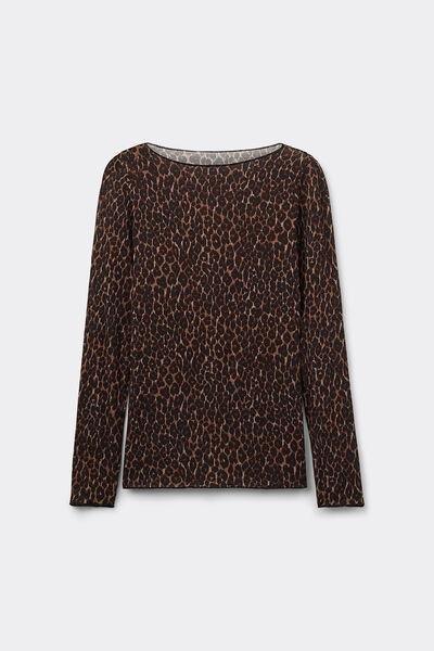 Brown Animal Print Long-Sleeved Top, 5601_944J, medium