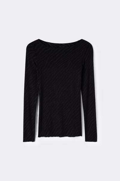 Black Ultralight Long Sleeve Modal Top, Black, large image number 0