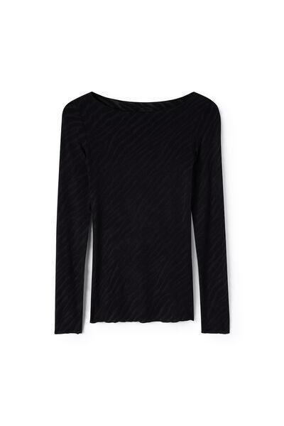 Black Ultralight Long Sleeve Modal Top, Black, large image number 1