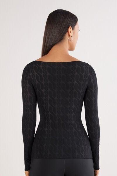 Black Ultralight Longe Sleeve Modal Top, Black, large image number 2