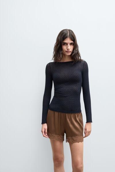 Black Boat Neck Cashmere Sweater, Black, large image number 3