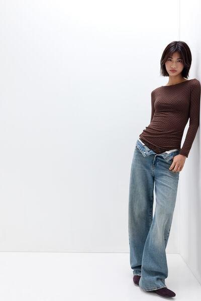 Brown Boat Neck Cashmere Sweater, 5601_705J, large image number 4