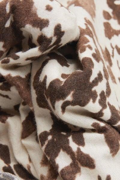 Brown Long-Sleeved Animal Print Cashmere Top, 5601_188K, large image number 4