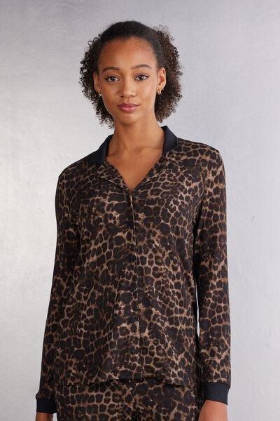 Multicolour Luxurious Leopard Long Sleeve Shirt, , medium