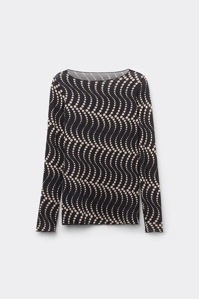 Black Printed Long Sleeve Top, 5601_854J, large image number 2