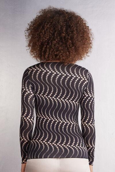 Black Printed Long Sleeve Top, 5601_854J, large image number 3