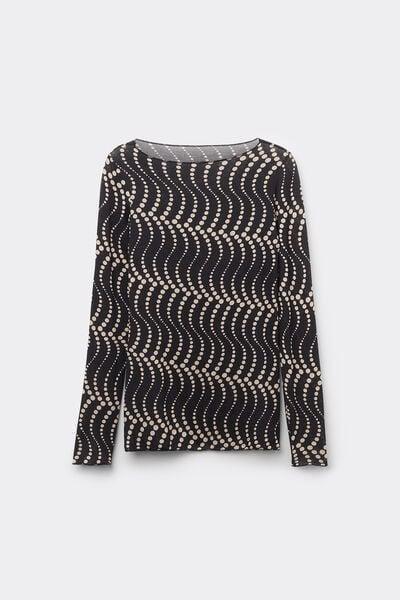 Black Printed Long Sleeve Top, 5601_854J, large image number 3