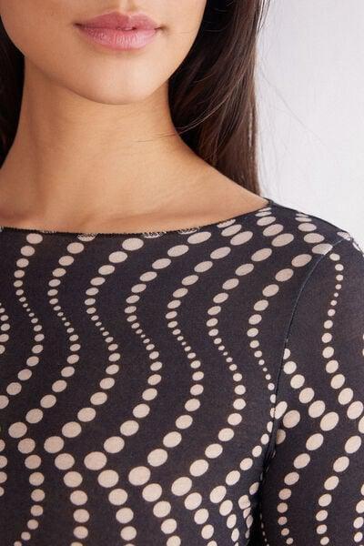 Black Printed Long Sleeve Top, 5601_854J, large image number 5