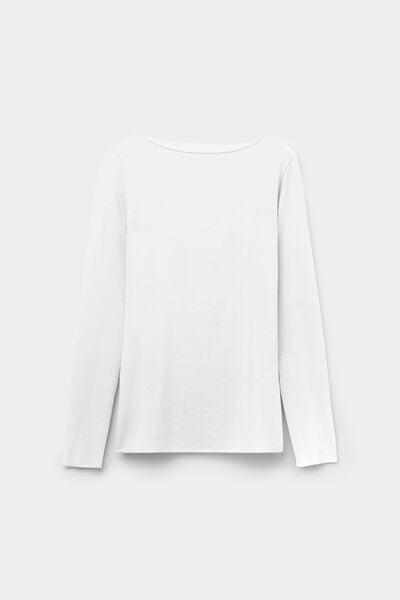 White Boat-Neck Ultralight Cotton Top, White, large image number 3