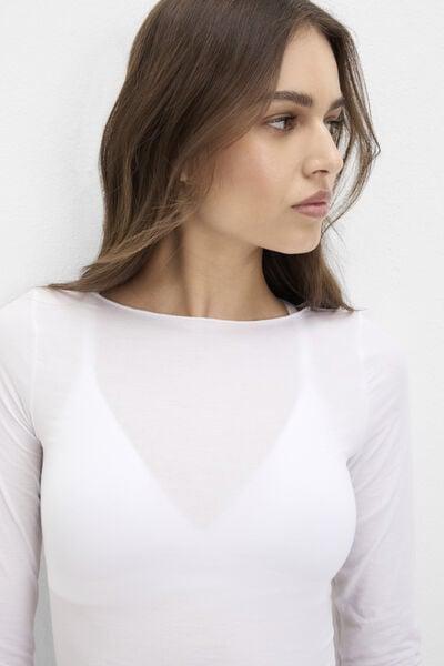 White Boat-Neck Ultralight Cotton Top, White, large image number 5