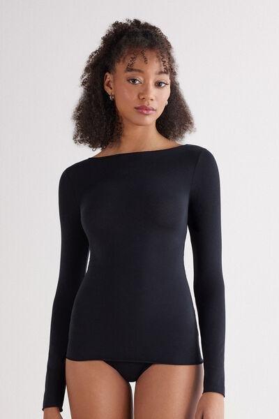 Black Boat-Neck Top, , large image number 0