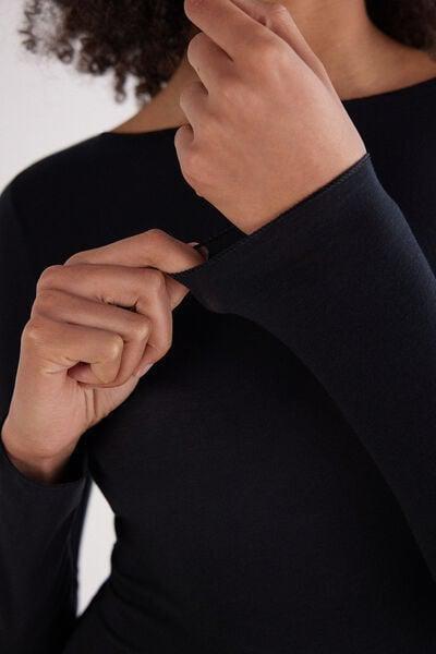 Black Boat-Neck Top, Black, large image number 5