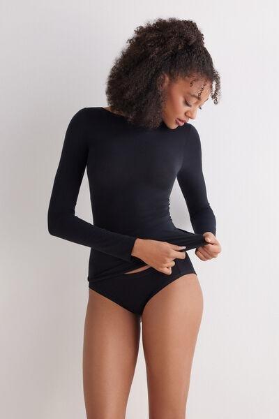 Black Boat-Neck Top, Black, large image number 6