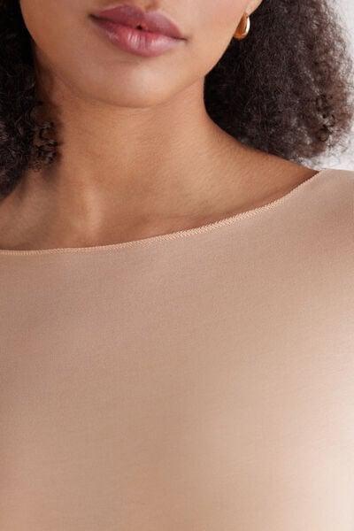 Beige The Sensual Boat-Neck Cotton Top, Soft Beige, large image number 5