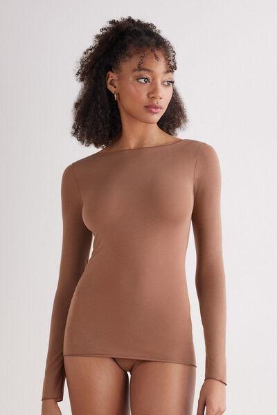 Beige Boat-Neck Top, , large image number 0