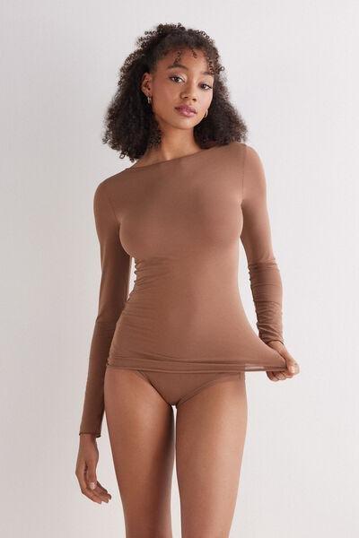 Beige Boat-Neck Top, , large image number 2