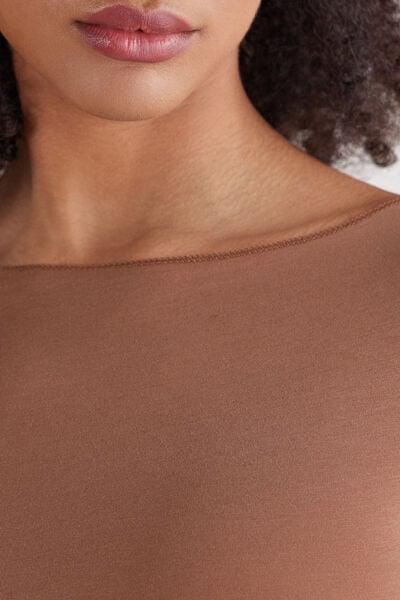 Beige Boat-Neck Top, Brown Mocha, large image number 5
