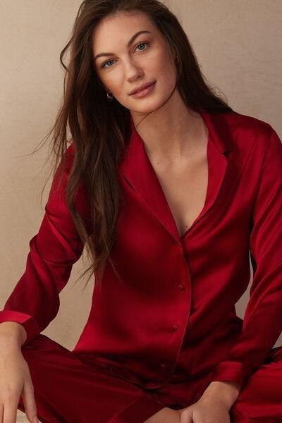 Intimissimi - Red Mannish-Cut Jacket In Silk Satin