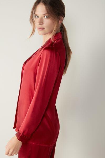 Intimissimi - Red Mannish-Cut Jacket In Silk Satin