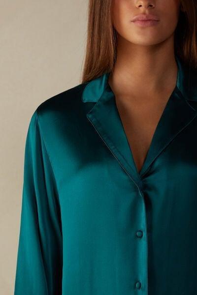 Pink Mannish-Cut Silk Pyjama Top, Satin Pink, large image number 5