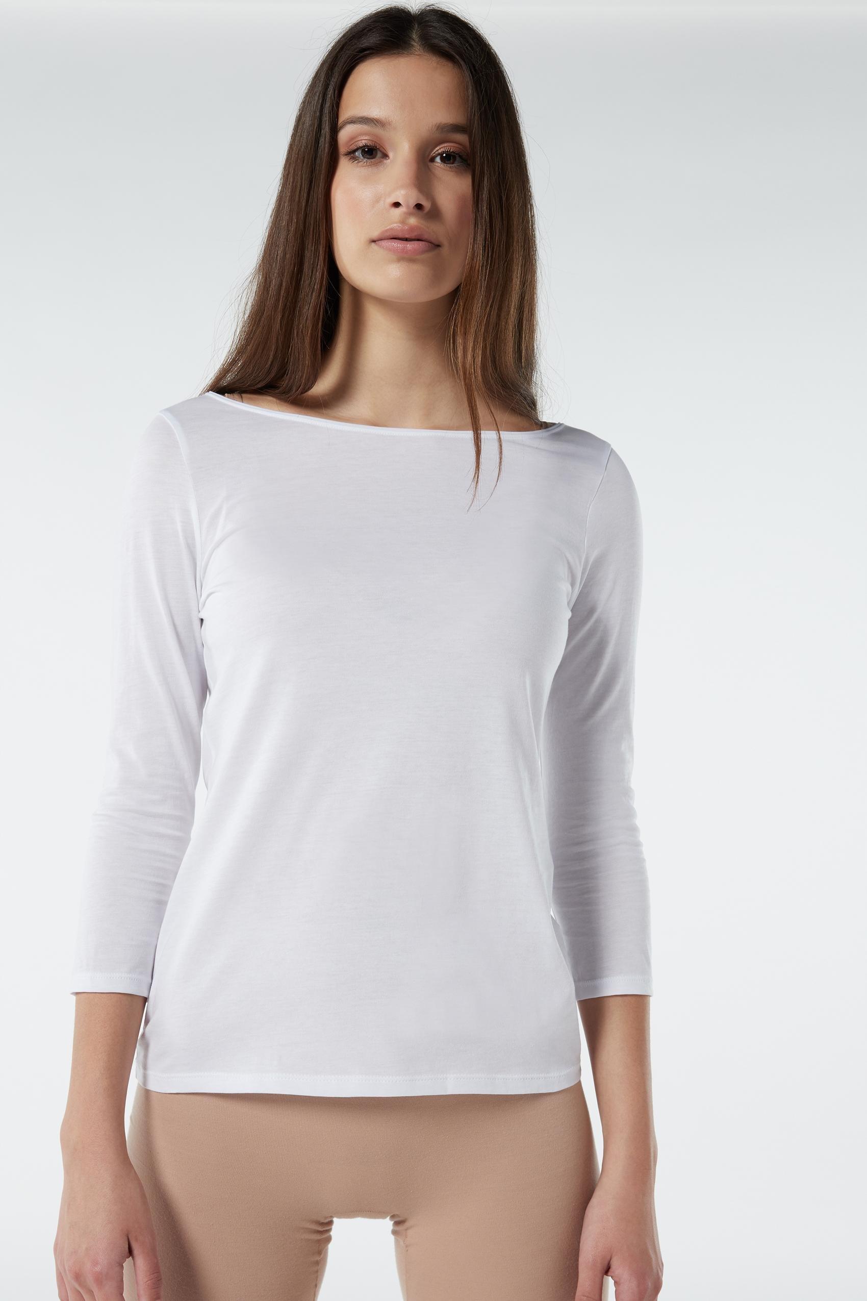 White Ultrafresh Cotton Boat-Neck Top, , large image number 0