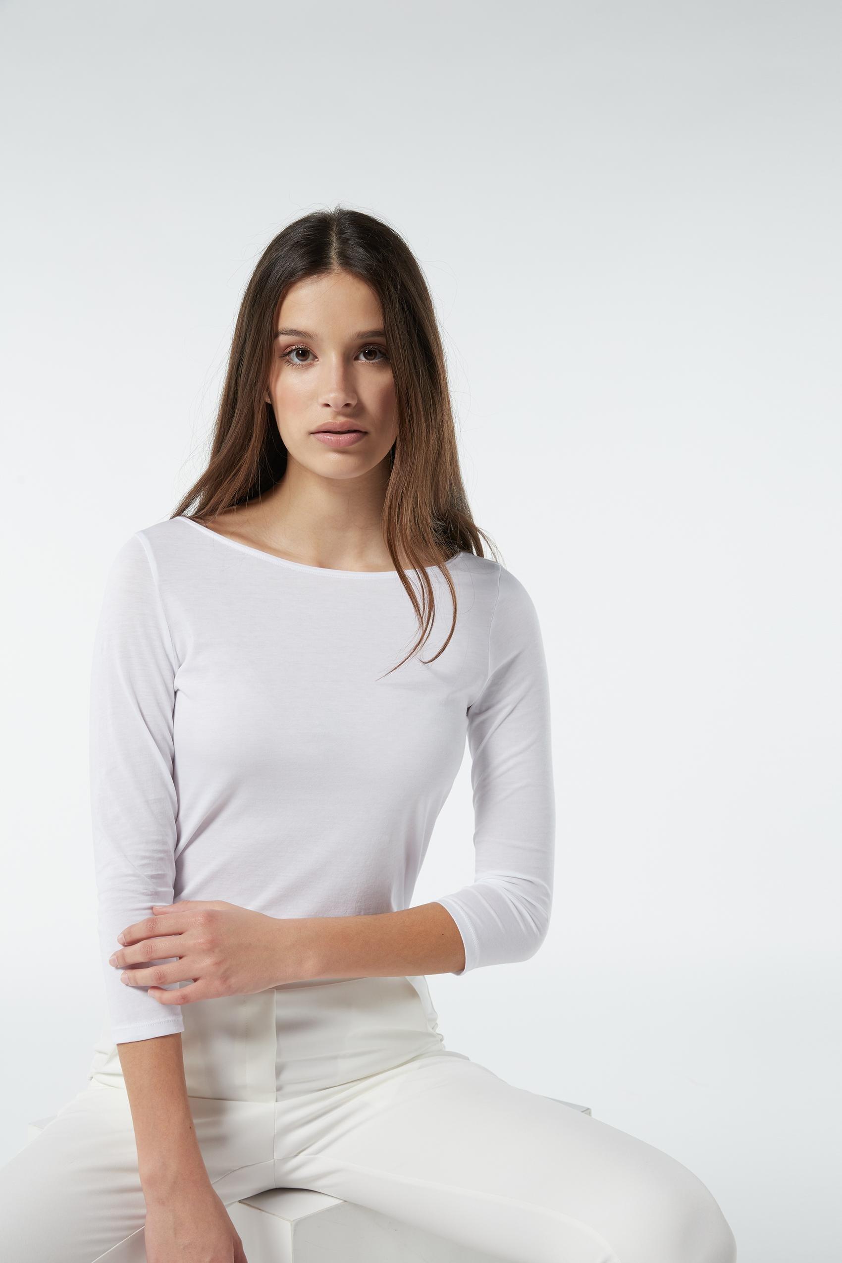 White Ultrafresh Cotton Boat-Neck Top, , large image number 1