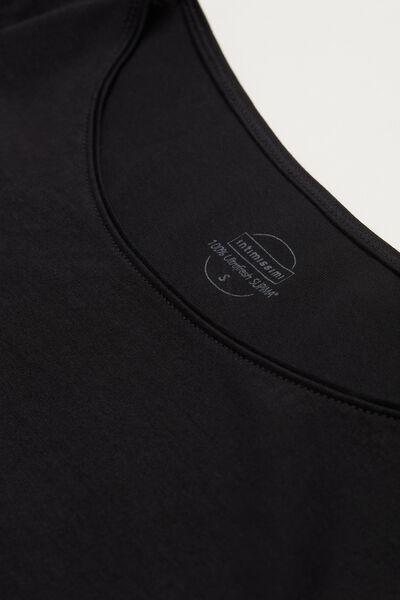 Black Ultrafresh Supima Cotton Boat-Neck Top, , large image number 4