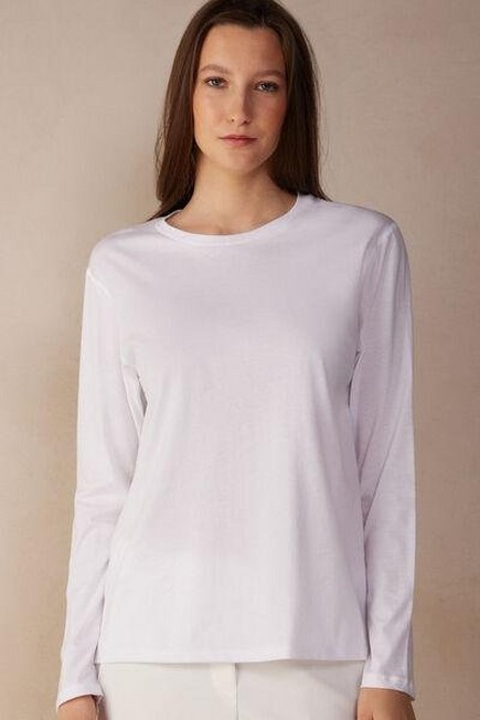 Intimissimi - WHITE Oversize Long-Sleeved Supima Cotton Top