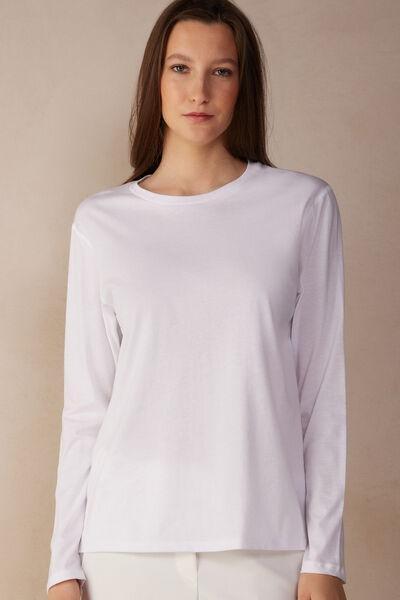 WHITE Oversize Long-Sleeved Supima Cotton Top, , large image number 0
