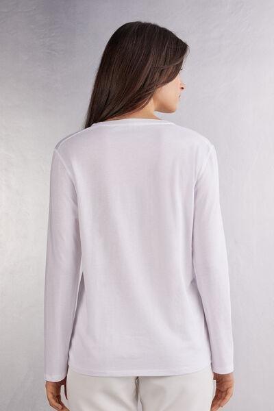 WHITE Oversize Long-Sleeved Supima Cotton Top, , large image number 3