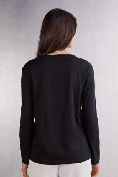 Black Oversized Long-Sleeved Top, Black, large image number 3