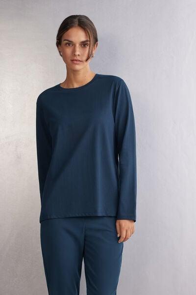 Blue Oversize Long-Sleeved Top, Intense Blue, large image number 1