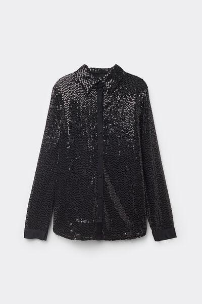 Black See The Magic Sequin Shirt, Black, large image number 2
