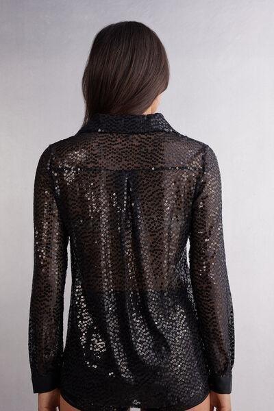 Black See The Magic Sequin Shirt, Black, large image number 3