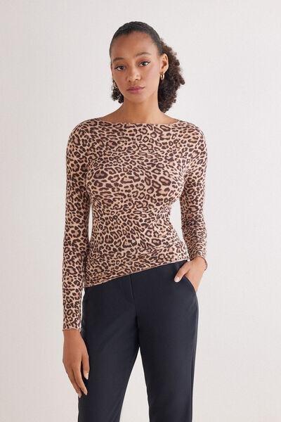 Beige Animal Print Pretty Savage Top, , large image number 2