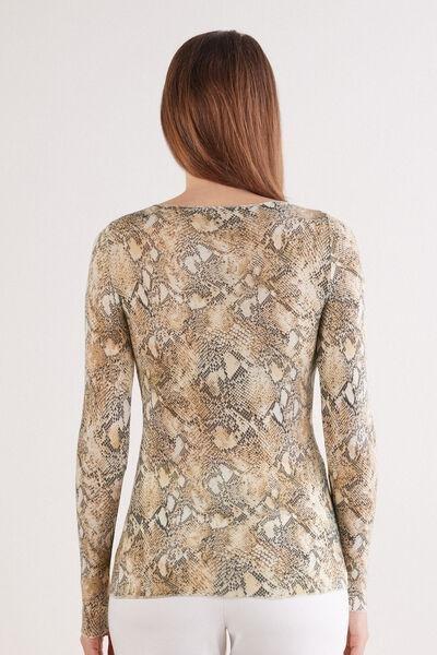 Beige Seductive Glamour Animal Print Top, 5601_942J, large image number 3