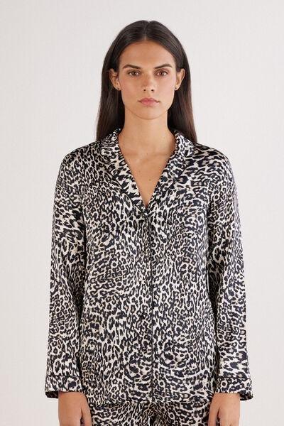 Beige A Moment Of Glamour Animal Print Silk Top, 5601_029K, medium