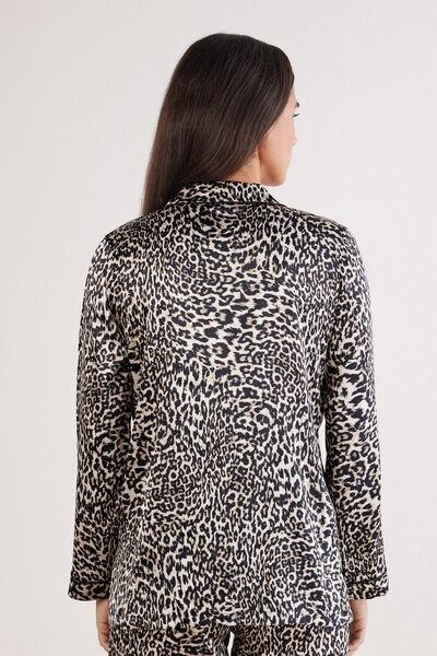 Beige A Moment Of Glamour Animal Print Silk Top, 5601_029K, large image number 3