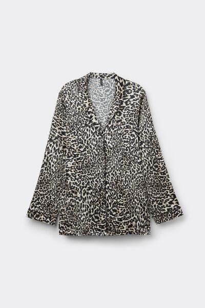 Beige A Moment Of Glamour Animal Print Silk Top, 5601_029K, large image number 6