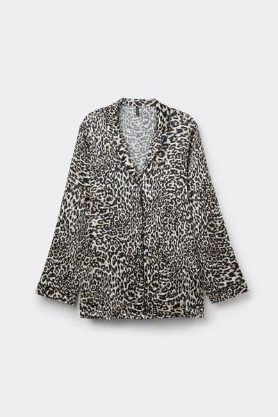 Beige A Moment Of Glamour Animal Print Silk Top, 5601_029K, large image number 7