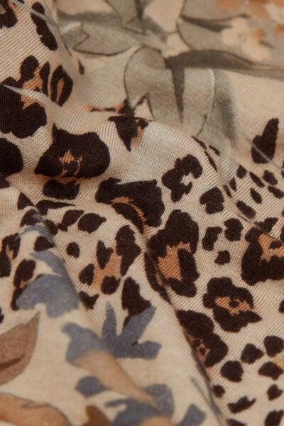 Brown Long-Sleeved Animal Print Cashmere Top, 5601_071K, large image number 4