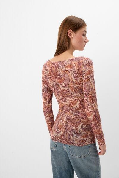 Brown Elevate Your Day Printed Ultralight Cashmere Top, 5601_197K, large image number 2