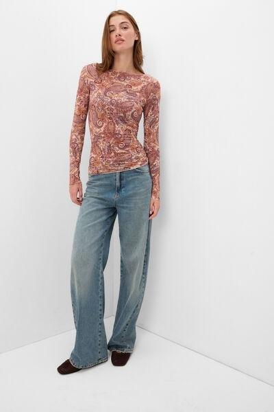 Brown Elevate Your Day Printed Ultralight Cashmere Top, 5601_197K, large image number 3