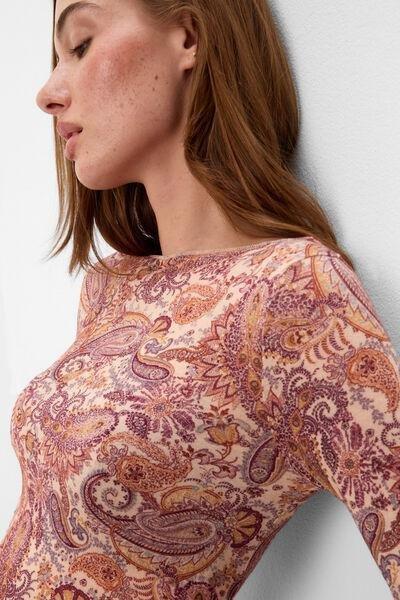 Brown Elevate Your Day Printed Ultralight Cashmere Top, 5601_197K, large image number 4